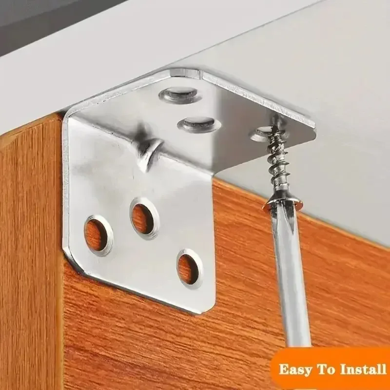 50pcs Stainless Steel Corner Bracket Universal 90 Degree Right Angle Fixed Bracket Heavy Duty Metal Corner Brace Shelf Support