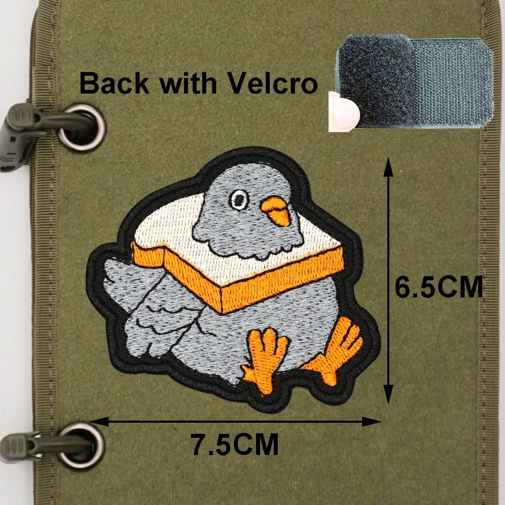 Fat Bread Pigeon,High quality embroidery patches,Tags and badges with hooks ,for clothing ,hats and backpacks