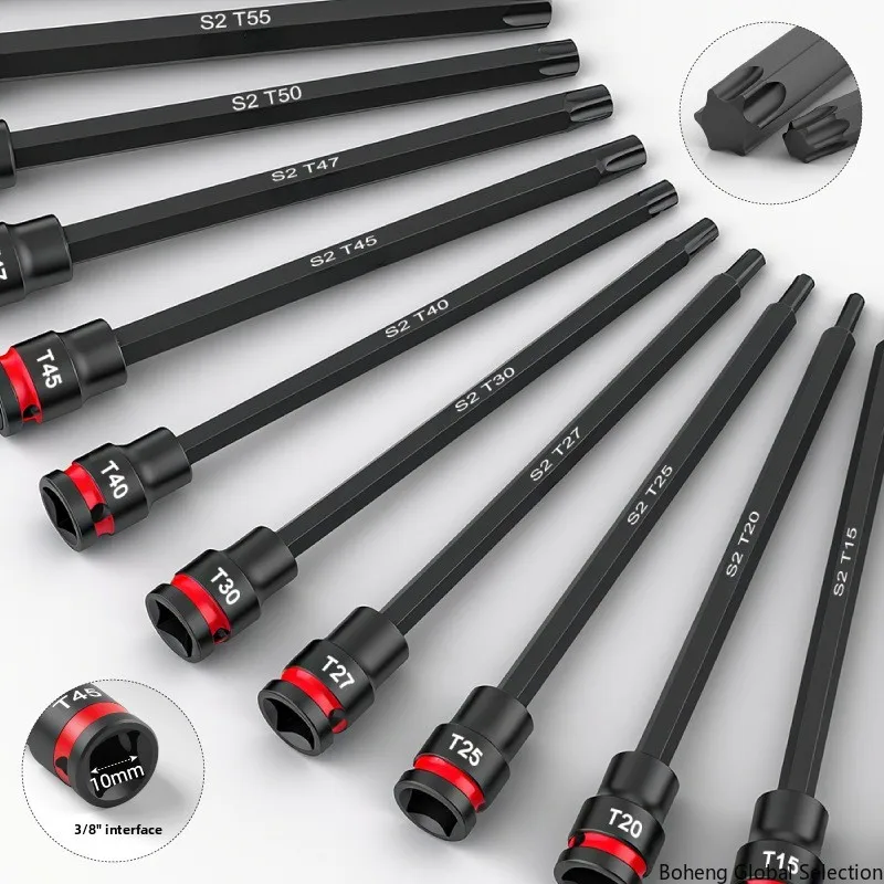 24-Piece set of Zhongfei sleeve electric wrench inner hexagonal plum blossom screwdriver set T30T40 batch head chrome