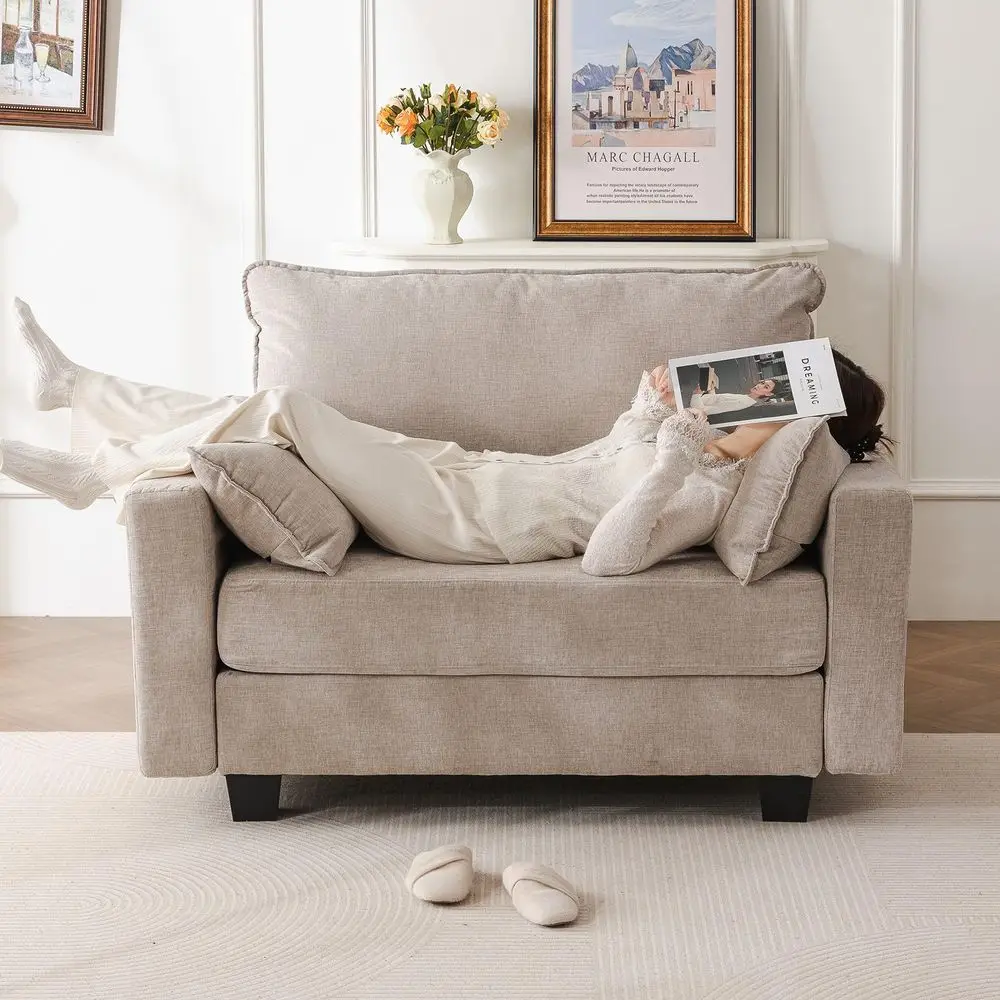 Loveseat Sofa with All Seats Storage, Modular Sectional Couch with Deep Seat,Oversized Comfy Couch with Throw Pillows,Single So