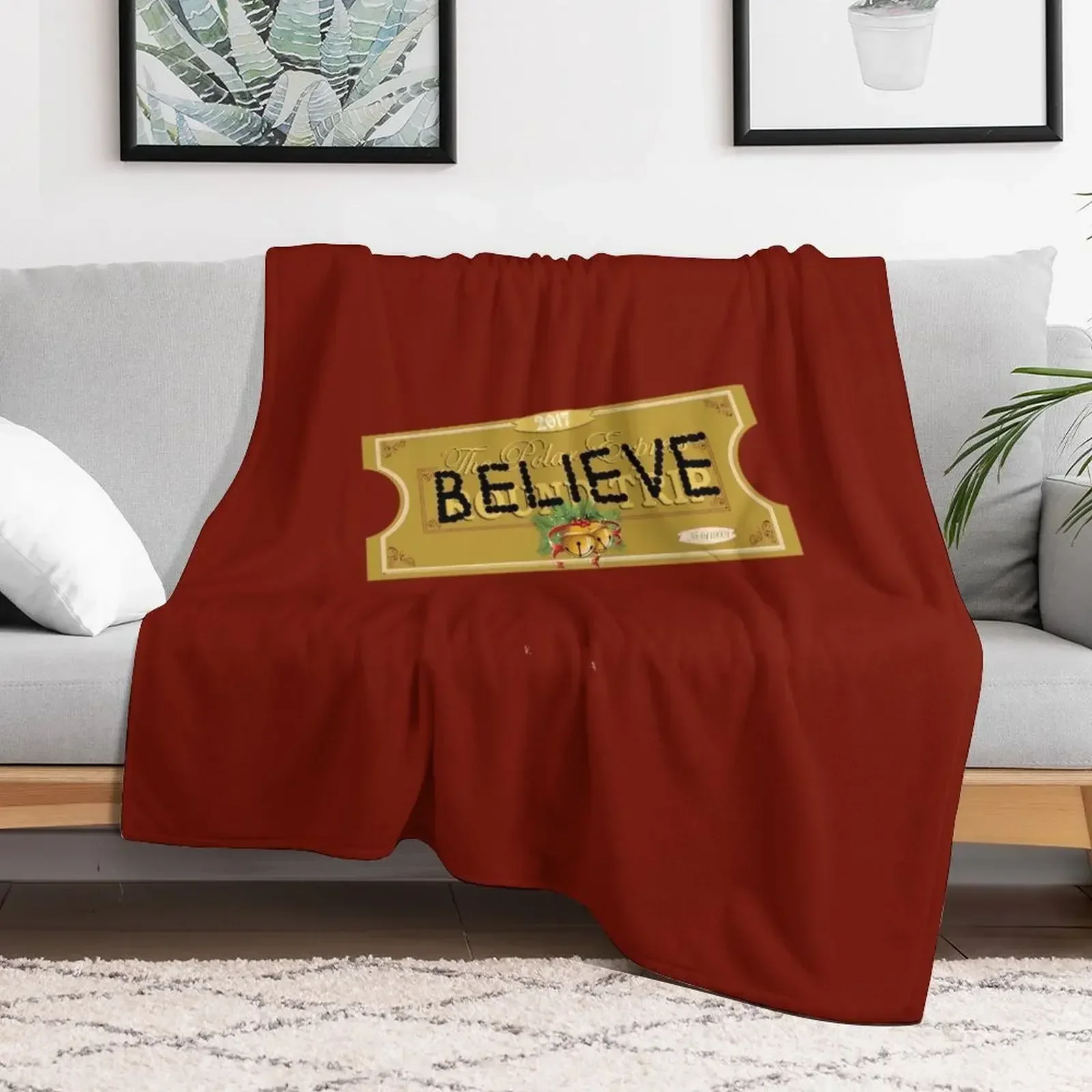 

Believe Polar Express Santa Ticket Throw Blanket Camping Retros Blankets