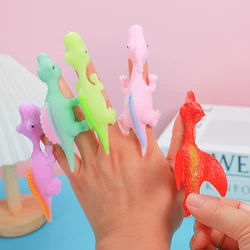 10/20pcs Dinosaur Finger Catapult Decompression Toy TPR Finger Dinosaurs Slingshot for Kids Birthday Party Pranks Random Colour