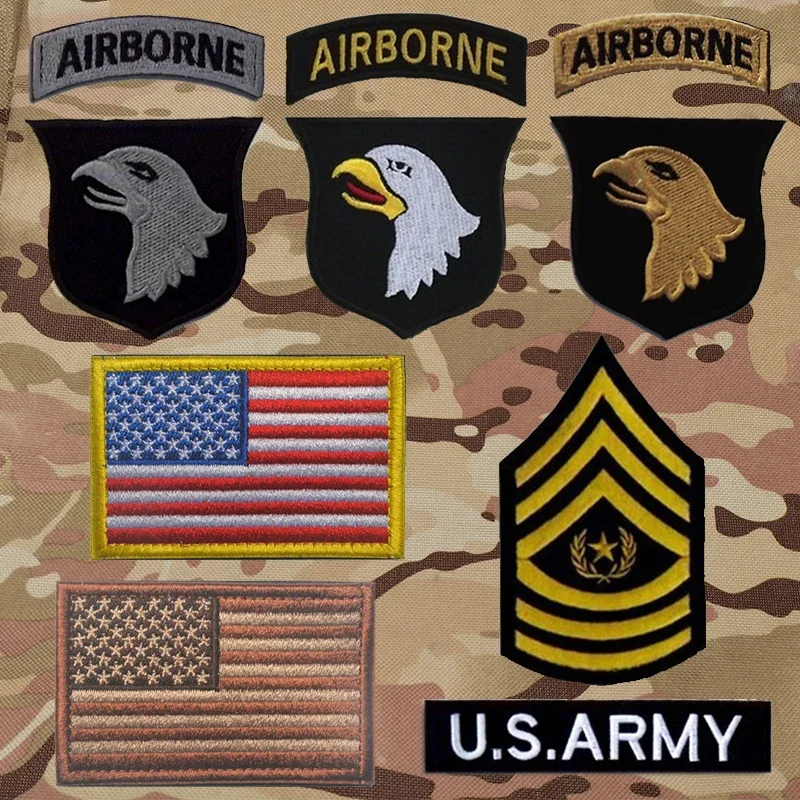 US Army 101st Airborne Division OCP Scorpion Military Patches Tactical USA Flag Patches Stickers On Clothing With Hook And Loop