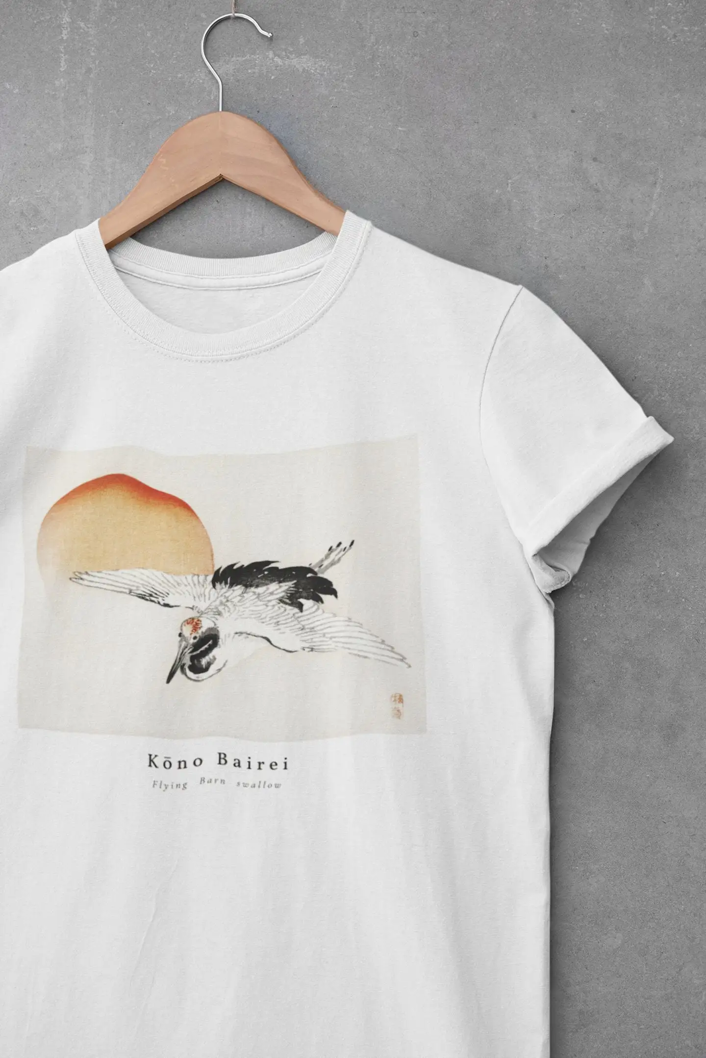 Kono Bairei Flying Barn Swallow T Shirt Kachō E Japan Traditional Painter Woodblock Paint 100 Cotton