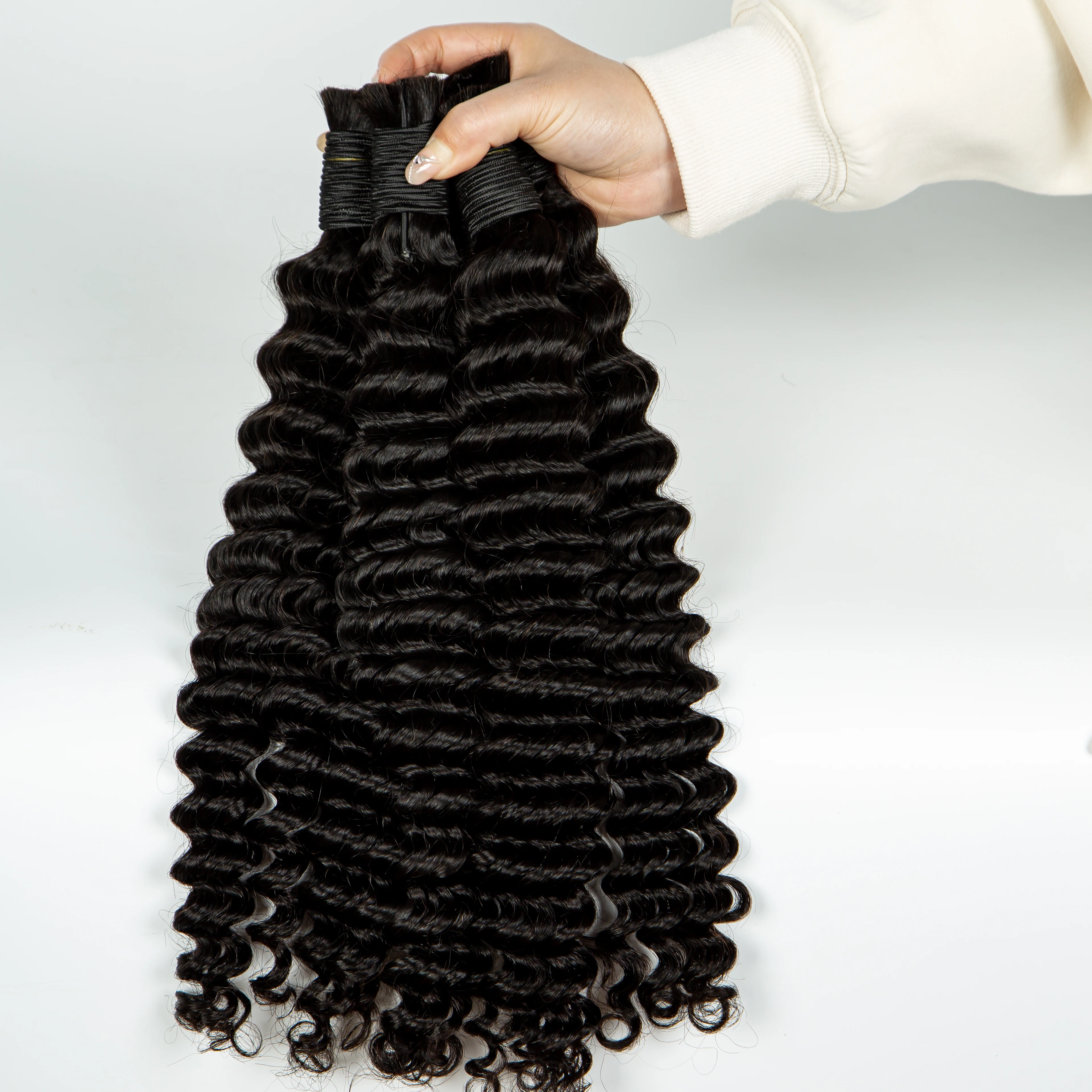 26 28 Inch 100% Human Hair Bulk For Boho Braids Human Hair Extensions for Braiding No Weft Natural Deep Wave Hair Bundle Braids