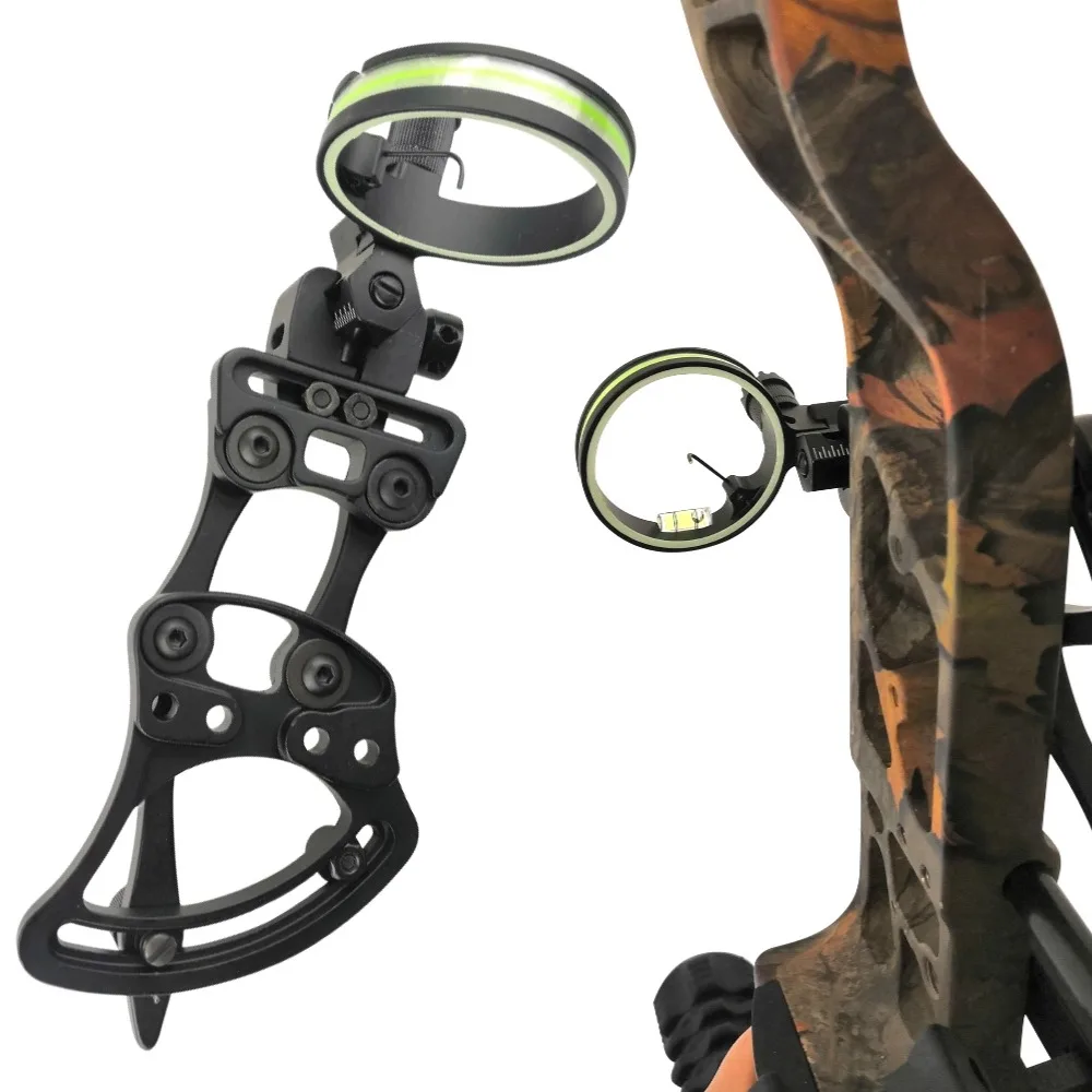 

1pc Archery Compound Bow Sight Fine-Tuning Archery Sight 0.019inch Optical Fiber CNC Aluminum Alloy for Bow Hunting Shooting