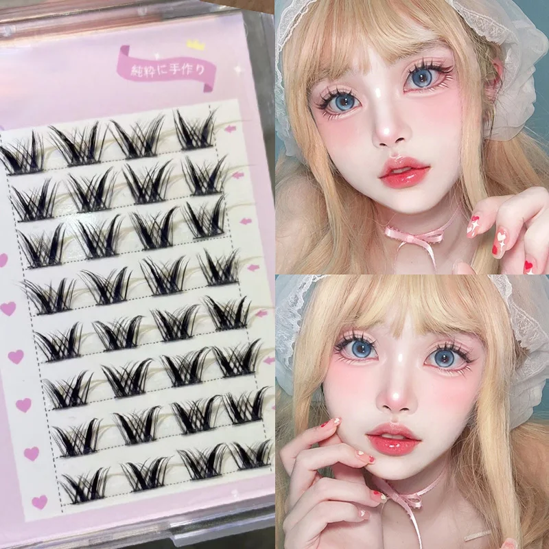 Pure Wild False Eyelash Natural Simulation Fish Tail Cluster Eyelashes Thick Cosplay Manga Eyelash Hot Girl Novice Makeup Tools