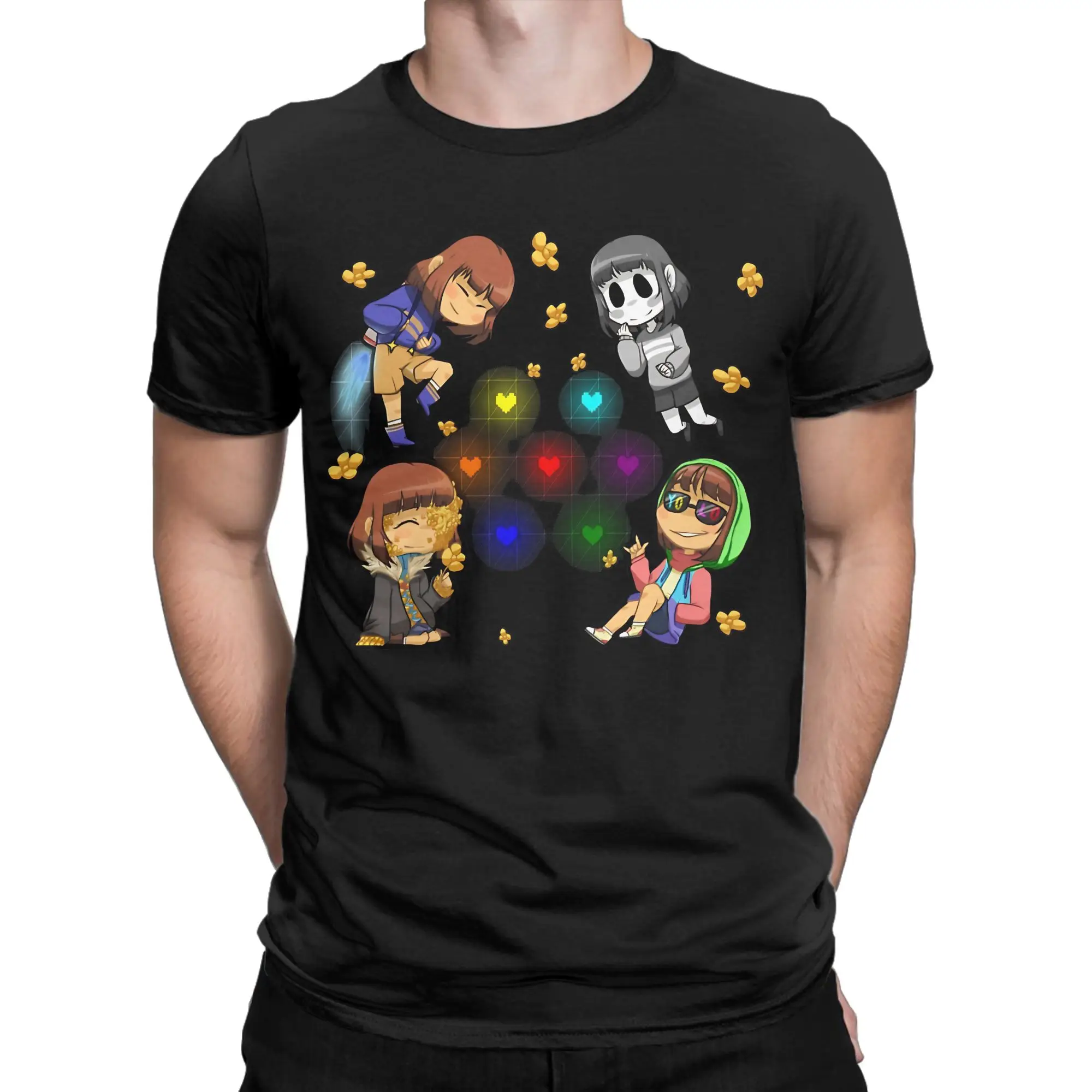 Pixel Fantasy Character Art Classic Undertale Funny 100% Cotton T-Shirt Tops Tees For Men