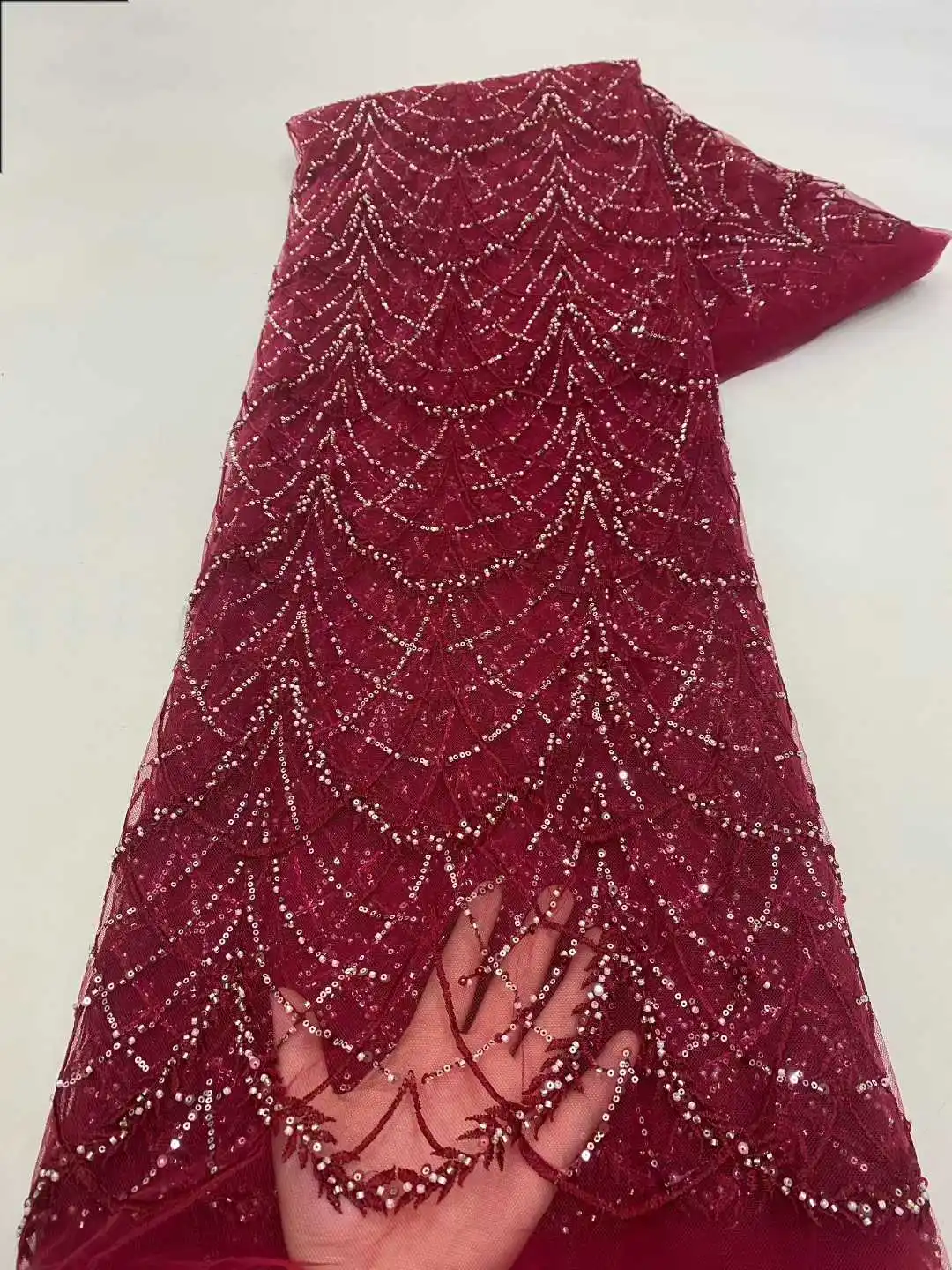 

Mesh African Lace Fabric 2025 With Sequins Tulle Evening Dresses For Women Embroidery French Fashion Fabrics Sewing 5yards Cloth