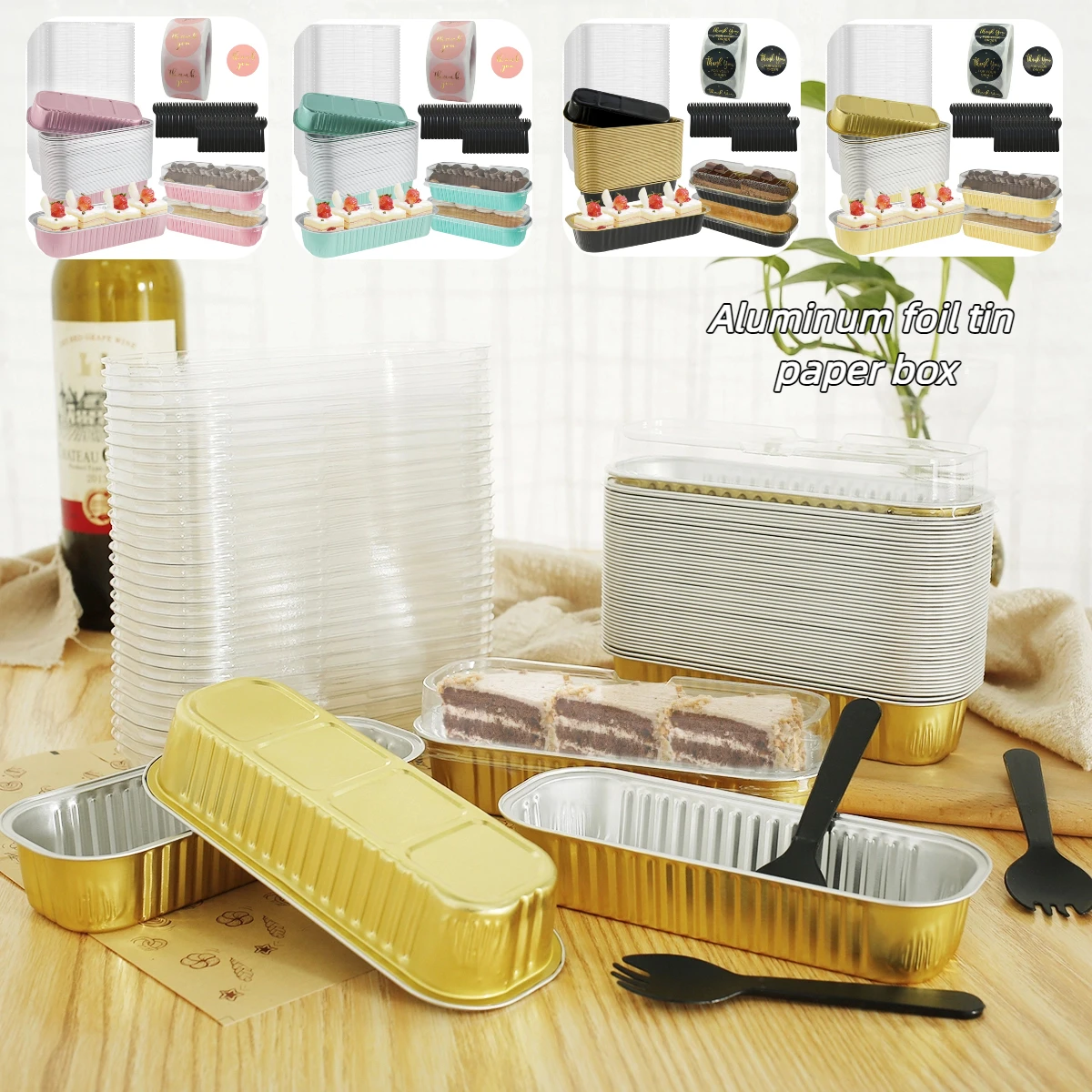 

50 mini baking trays with lids and spoons rectangular aluminum foil baking trays reusable mini bread containers and pancake jar