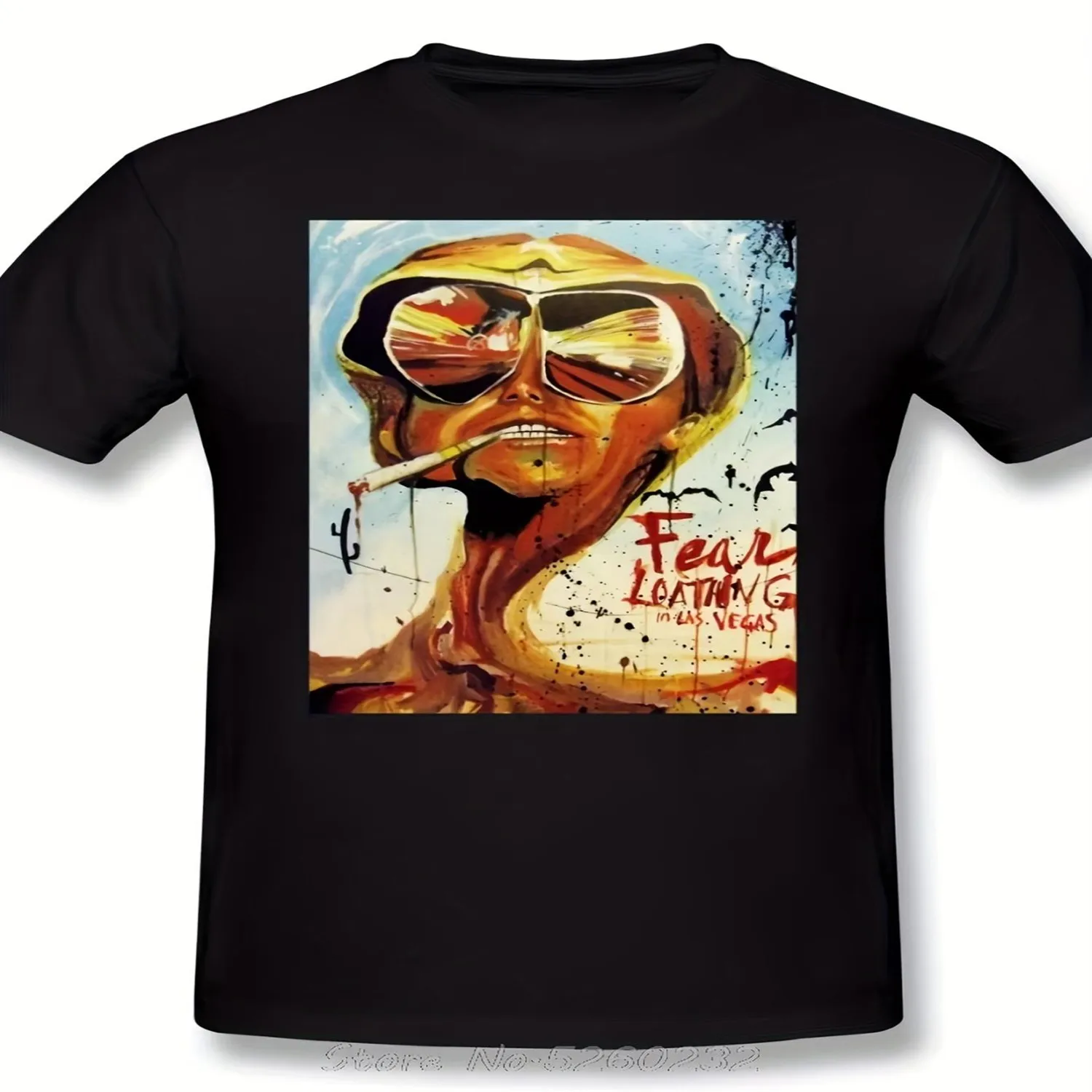 Men'S Vintage Fear And Loathing in Las Vegas Graphic Tee - Black Streetwear with Timeless Style, Cozy Crewneck Shirt for Everyday Casual Use Themed Events, Year-Round Comfort Fit, Weekend Attire Retro Graphic Shirt, Holiday Tshirt