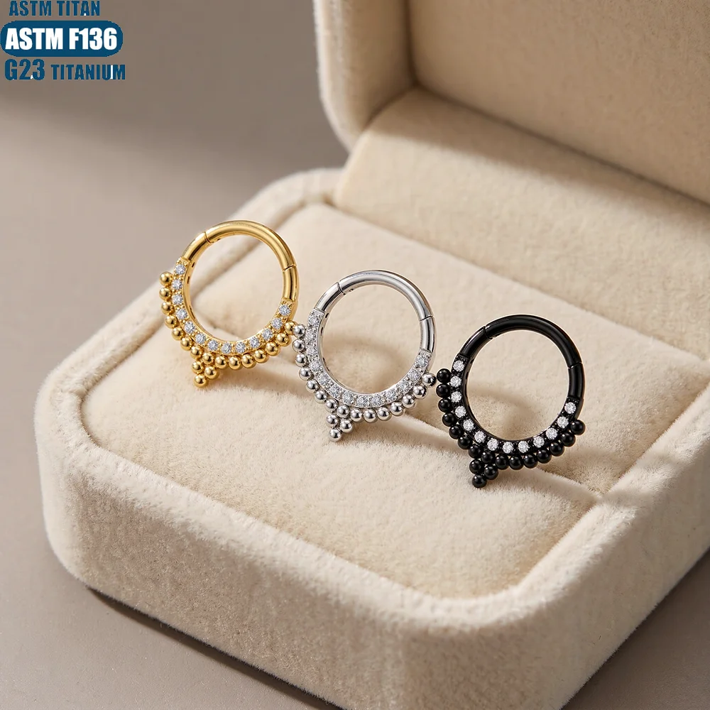 F136 Titanium Nose Ring Women's Body Jewelry Sexy Septum Tragus Hinged Segment Helix Circular Piercing Ear Jewelry Wholesale