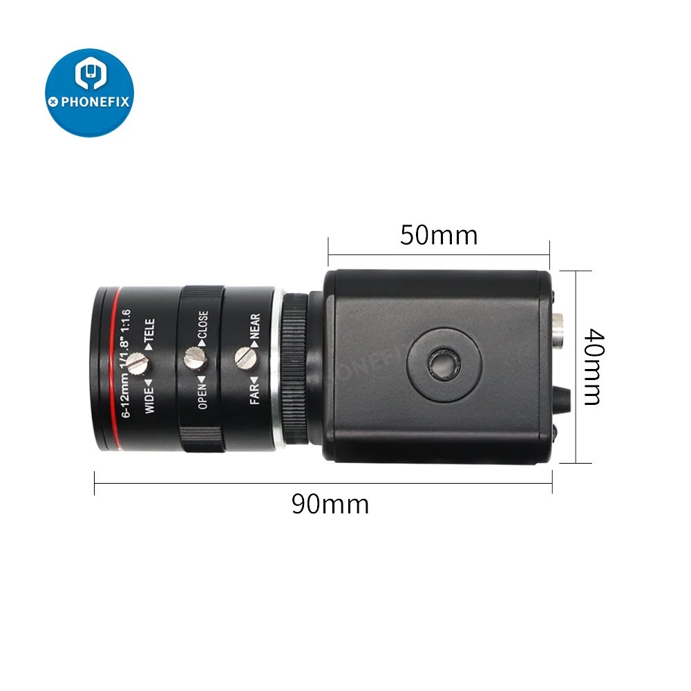 

2.0MP 60FPS Industrial Camera Live Stream Camera 1/1.8" F1.6 CS Mount with 6-12mm Lens for Live Broadcast Photography Recording