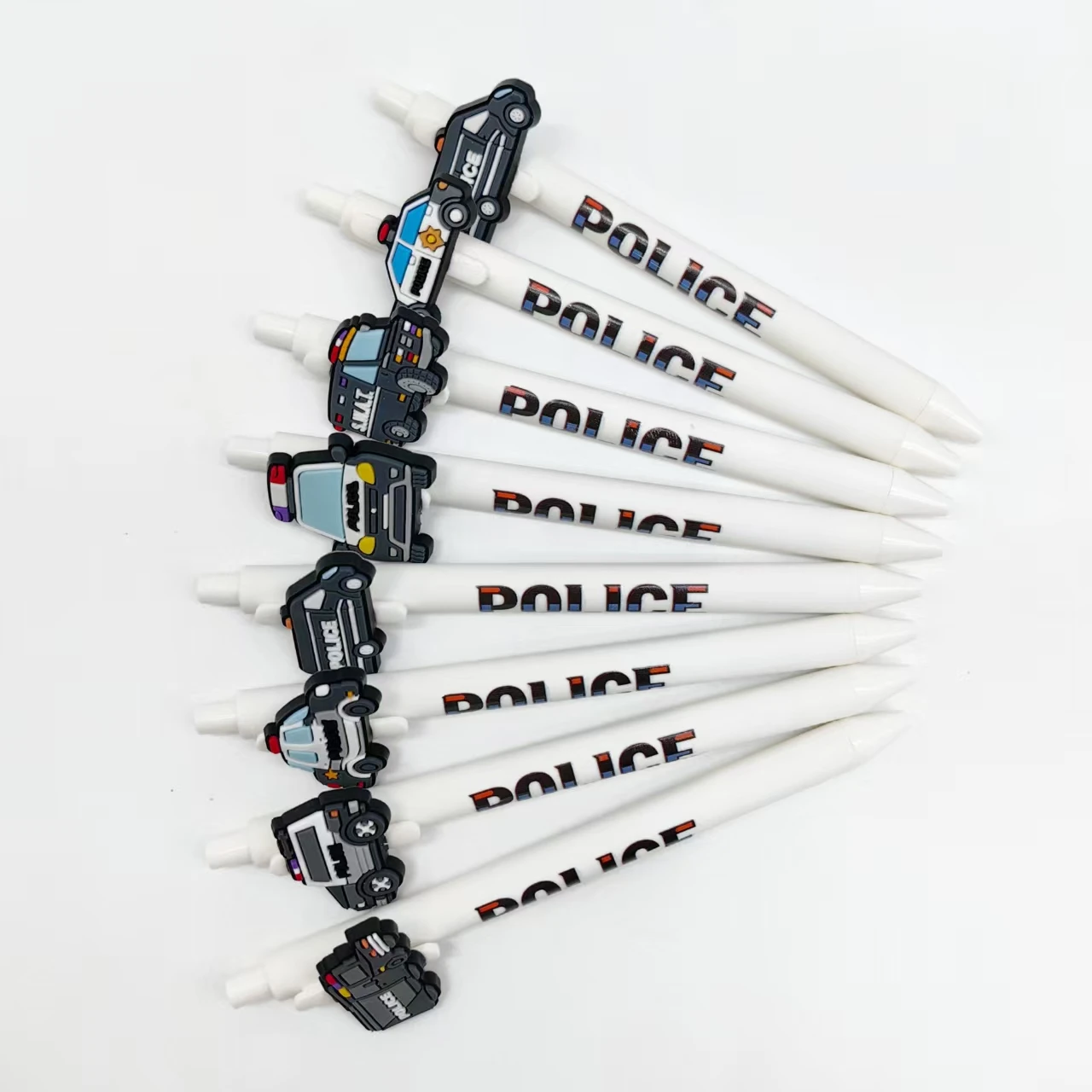 9 قطعة/12 قطعة الأبيض الإبداعية سيارة الشرطة طالب توقيع أقلام حبر جاف دراسة اللوازم المكتبية هدية