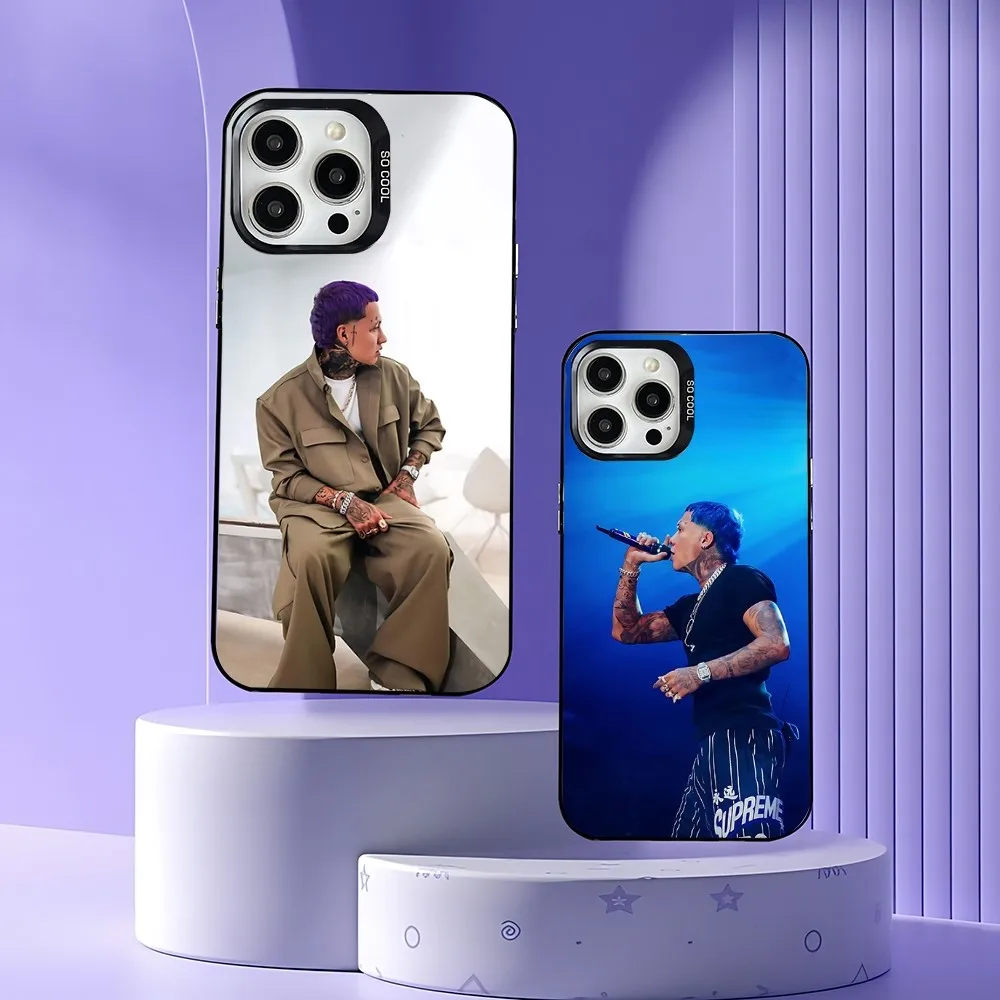 

Blessd Cantante Rapper Phone Case For iPhone 16,15,14,13,12,11,Mini,Pro,E,MAX Gray Matte Silicone Black Cover