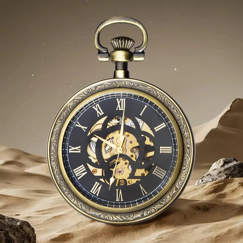 1pc Vintage Style Mechanical Pocket Watch with Thickened Chain This pocket watch is perfect as a holiday gift for your family
