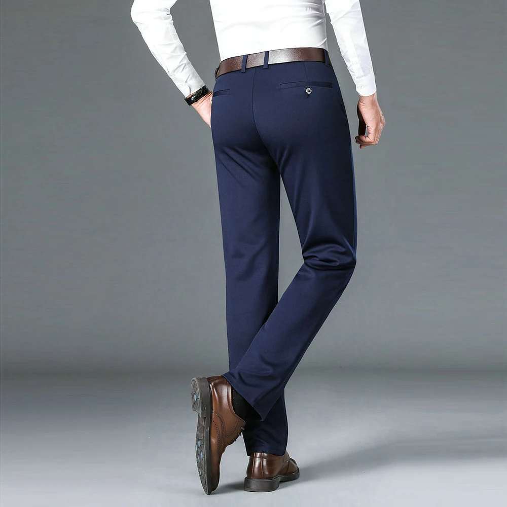 Men Anti-Wrinkle Trousers Business Casual Lightweight Elastic Polyester Dress Pants  5 Classic Colors 10+ Sizes Trouser 2025