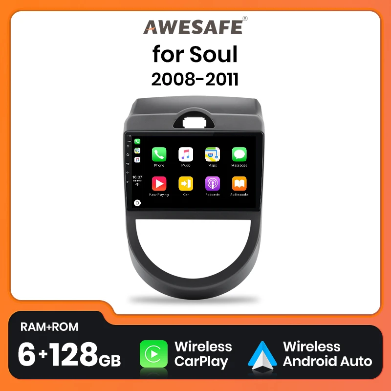 AWESAFE PX9 for Kia Soul AM 2008 2009 2010 2011 Car Radio Multimedia GPS No 2 din Android 10.0 CarPlay 8+128GB Autoradio