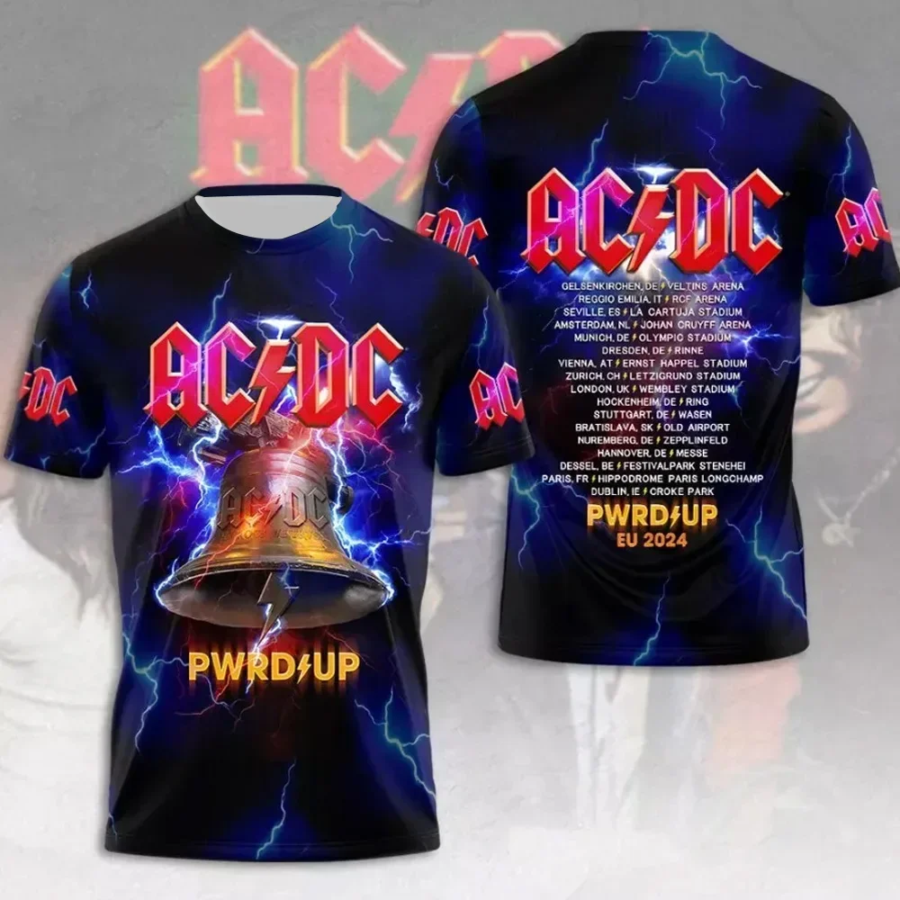 Zomer Rock Band T-shirt Mannen AC_DC 3D Print Retro Korte Mouw Tees Hip Hop Mode Straat Casual Tops Heren Kleding stofdicht