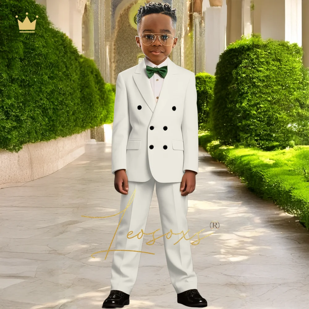 

Boys Notch Lapel Double Breasted 2-Piece Suit Set Classic Formal Wear for School Events/Parties/Photos