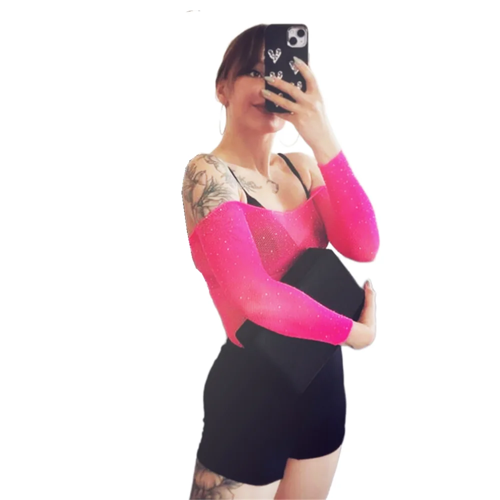 Fashion Sexy Lingerie Fishnet Bodysuits Sexy Perspective Diamonds Porno Costume Sexy Women Open Body Lace Bodysuit Streetwear
