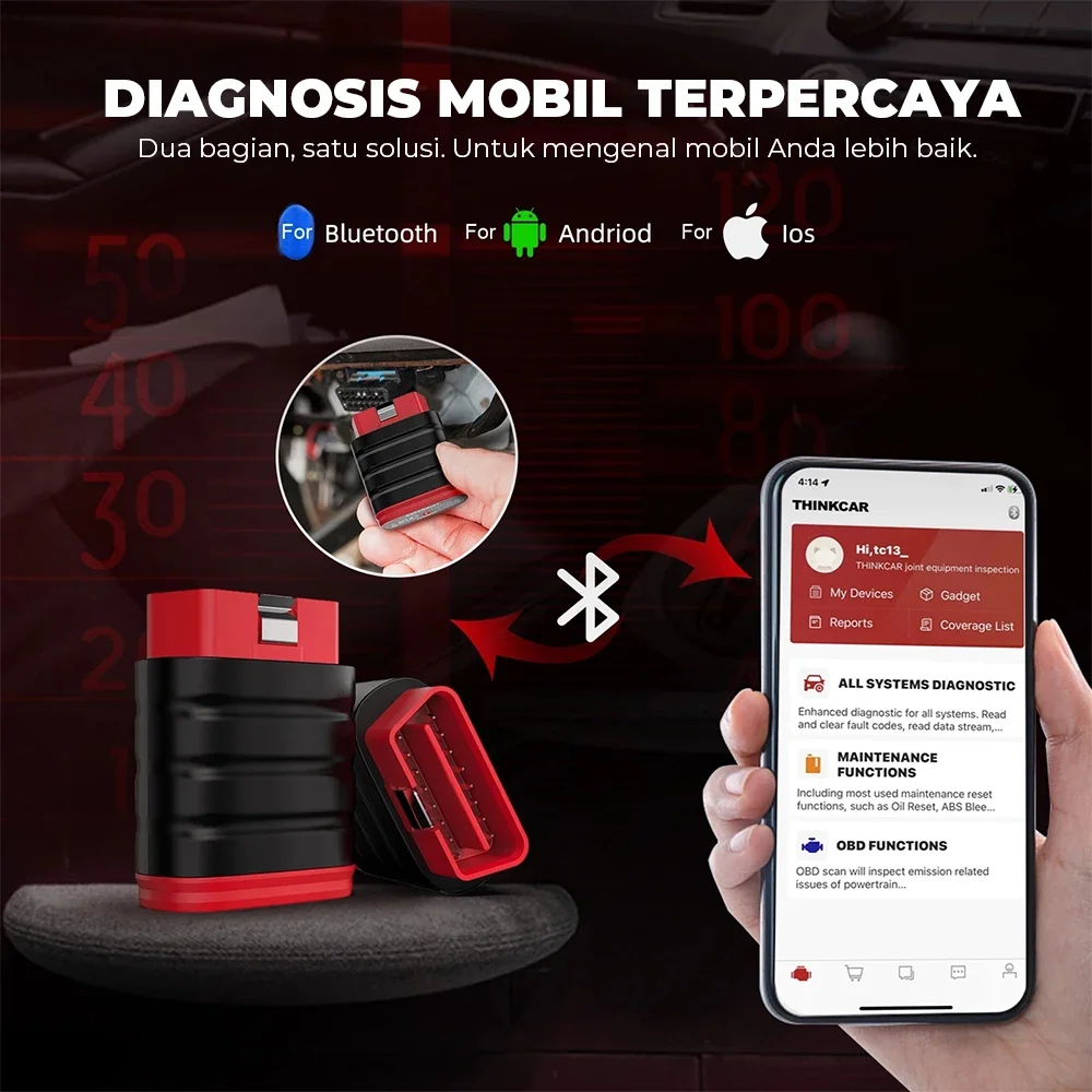 Thinkcar Thinksafe بلوتوث Obd2 الماسح الضوئي للسيارات قارئ رمز السيارة 5 إعادة تعيين جميع النظام obd 2 أدوات تشخيص السيارات PK Thinkdiag