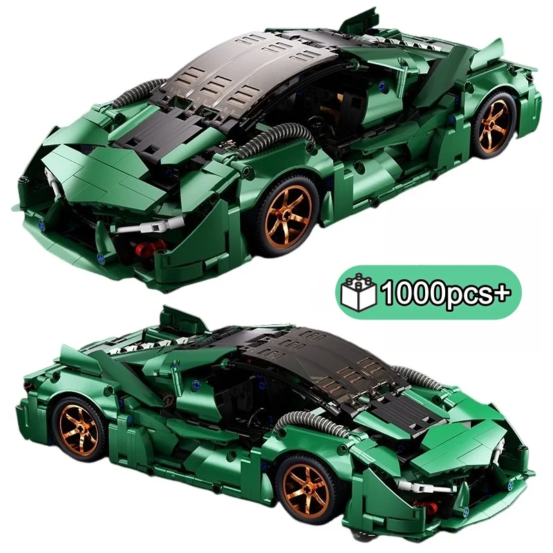 

1000pcs Creative Technical MOC Assemble Building Blocks Green Sports Car Super Racing DIY tabletop decoration Model gifts