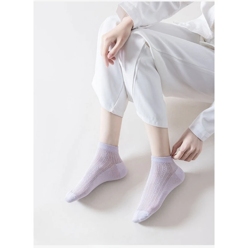 【10 Pairs】Low Tube Socks Women's Spring, Autumn，Summer Cotton Simple Solid Color Breathable Sweat-absorbing Deodorant Versatile