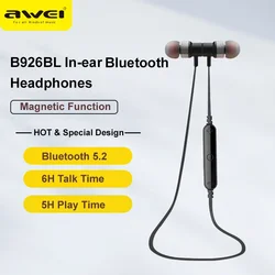 Awei B926BL Wireless Bluetooth 5.2 Earphones Headphones Handfree Neckbank Stereo Sport Headset With Mic For Mobile Phones