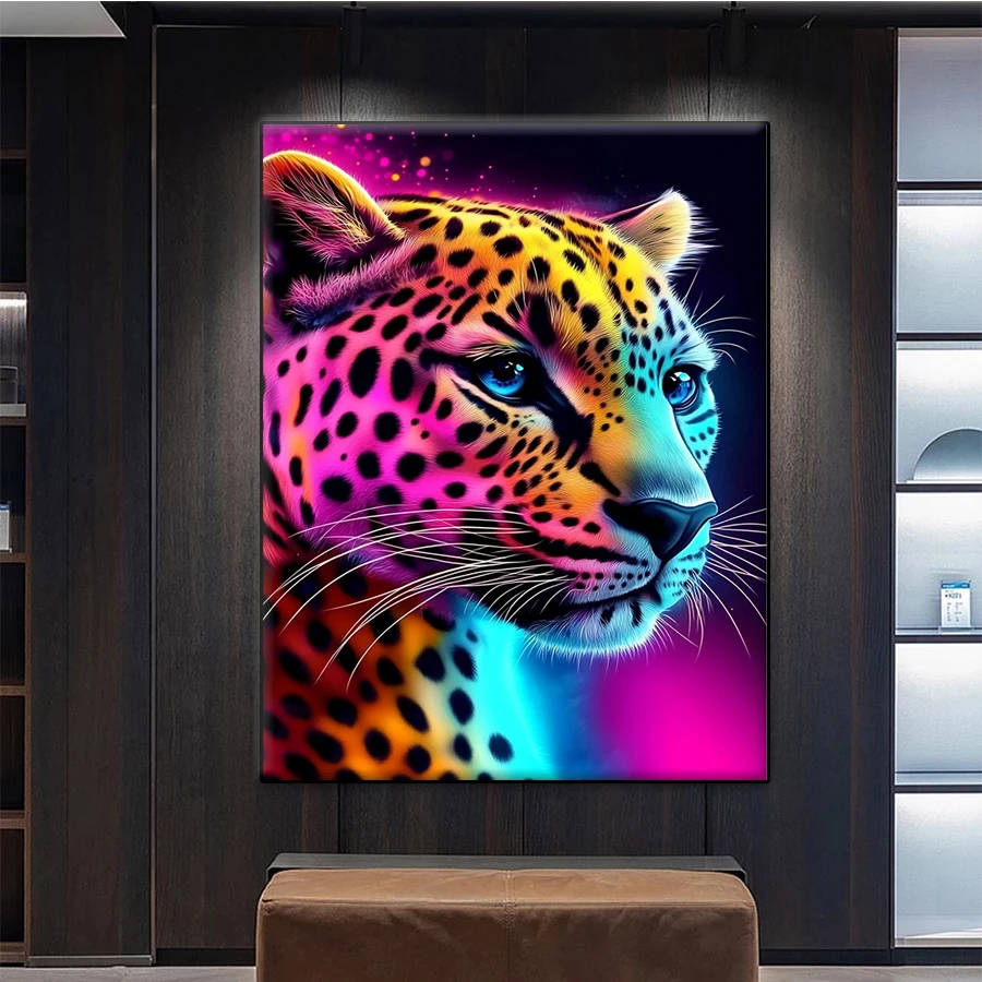 

Алмазная картина, современное искусство, красочные животные, леопард, 5d Алмазная вышивка, полная алмазная мозаика, украшение для вышивки крестом