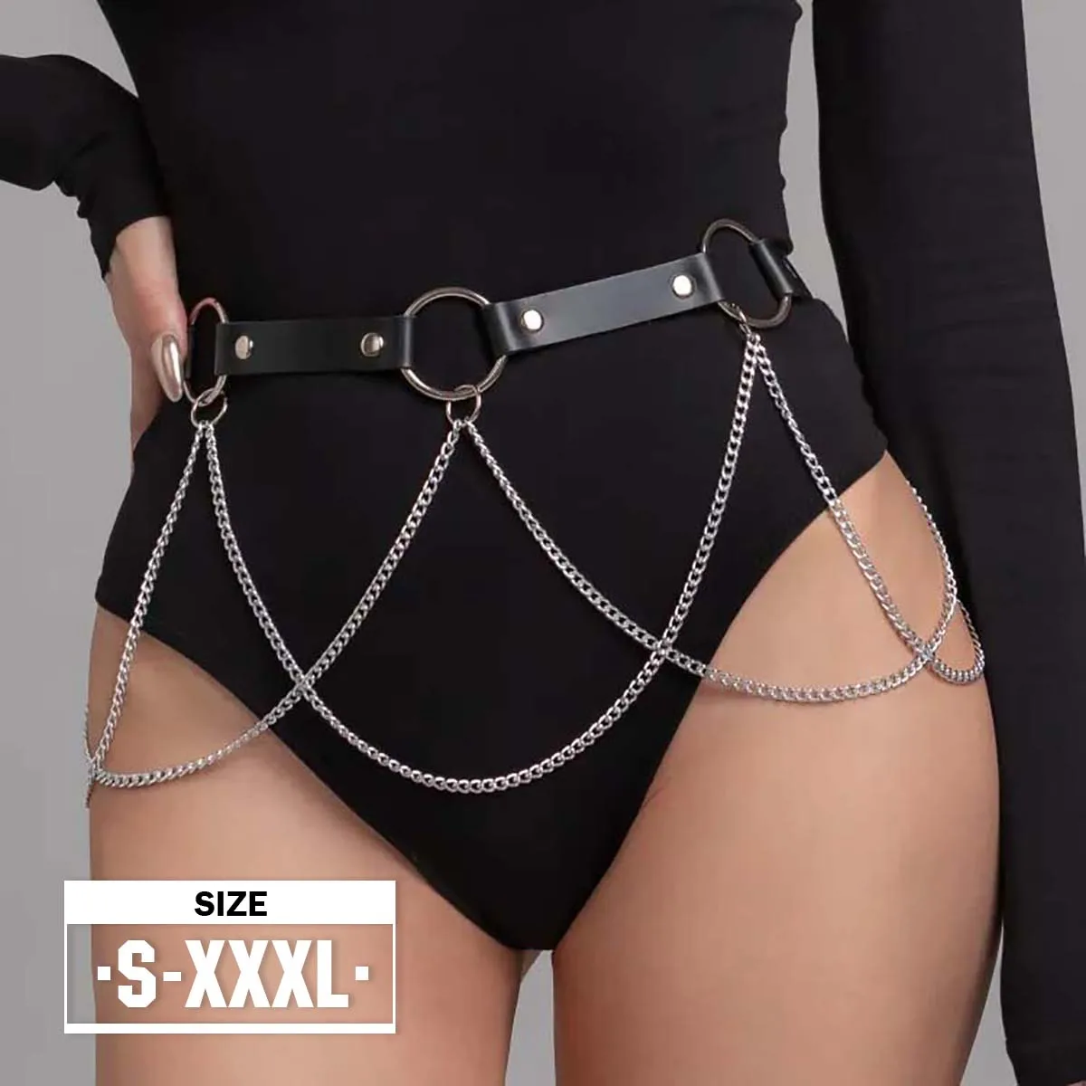 Moda damska Łańcuch do pasa na brzuch Pas w stylu ulicznym z łańcuszkiem Gotycka uprząż z łańcuszkiem gorset Uprząż Pas biodrowy Akcesoria odzieżowe