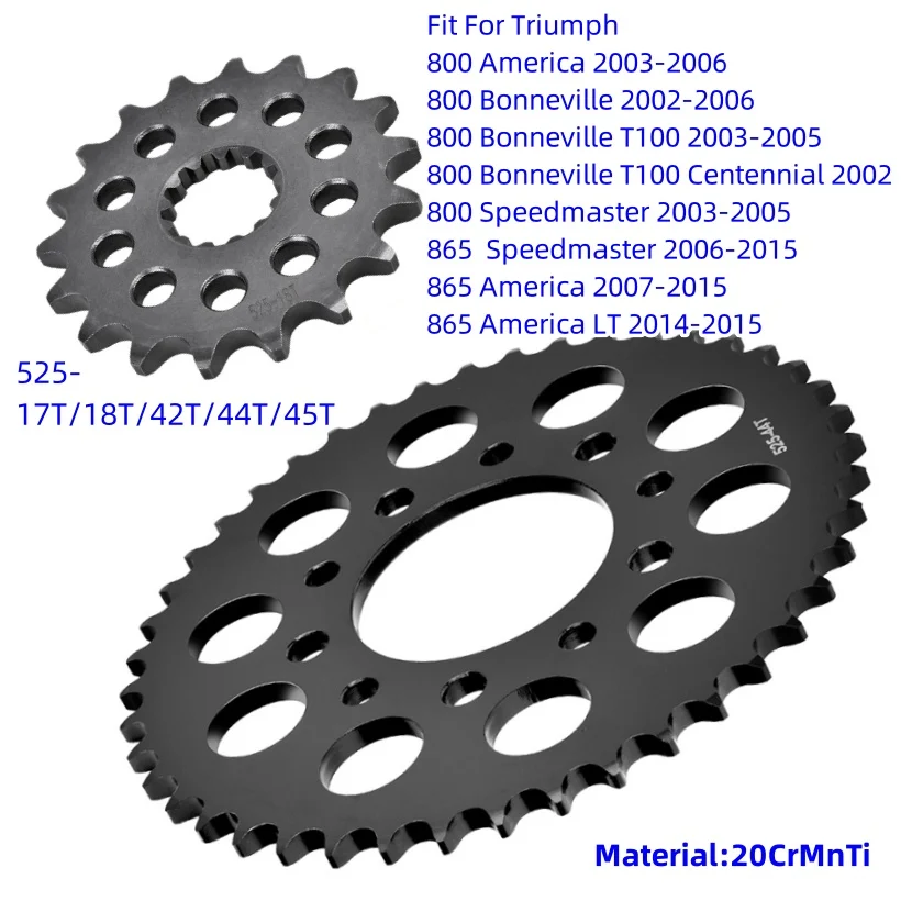 

525 Motorcycle Front Rear Sprocket For Triumph 800 Bonneville T100 865 Speedmaster America LT 2002 2003 2004 2005 2006 2007-2015