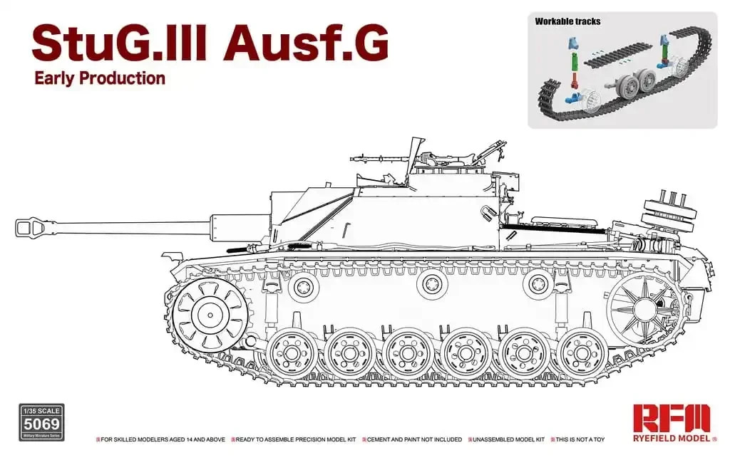 Ryefield modello RFM RM-5069 Kit di montaggio modello in scala di carri armati 1/35 n. 3 pistole d'assalto tipo G versione a guscio vuoto