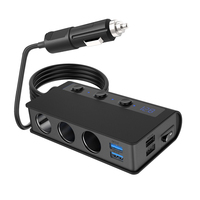 180W Car Cigarette Lighter Adapter Splitter QC3.0 USB Fast Charger 4Port Socket with Voltmeter Auto Accessories