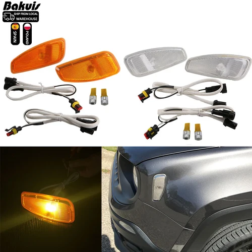 Luz de cabeza de señal de giro de coche, lámpara lateral para Jeep Renegade 2014-2023, accesorios, lámpara de luz de señal de giro de advertencia de reflejo lateral