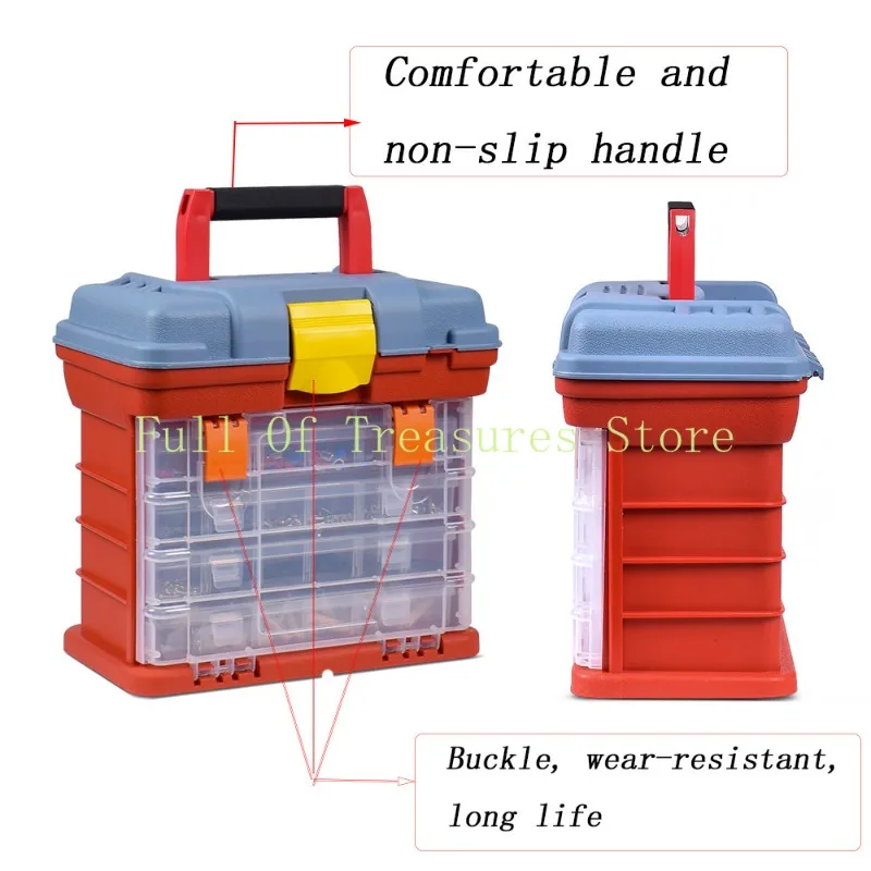 Portable Hardware Storage Box 4-layer Parts Plastic Tool Box Outdoor Toolbox for Repair Fishing Accessories Tool Case