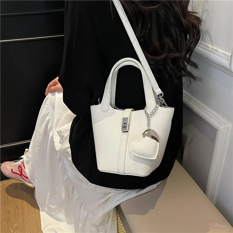 

2025 Luxury Bucket Bag with Lock - Women's Crossbody/Shoulder/Handheld Purse, Set with Small Bag, Trendy Work Bag