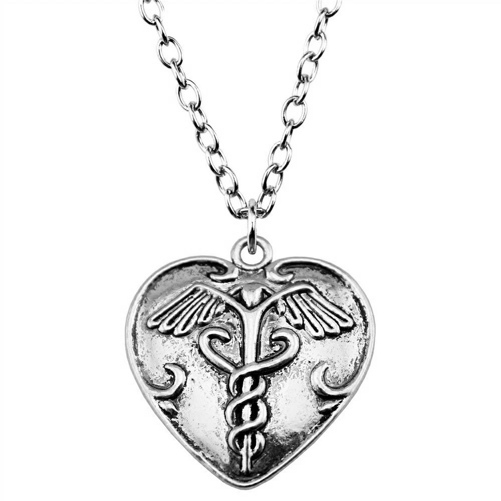 1pcs Caduceus Medical Symbol Choker Neck Findings Accessories For Jewelry For You Chain Length 70cm OR 45+4cm