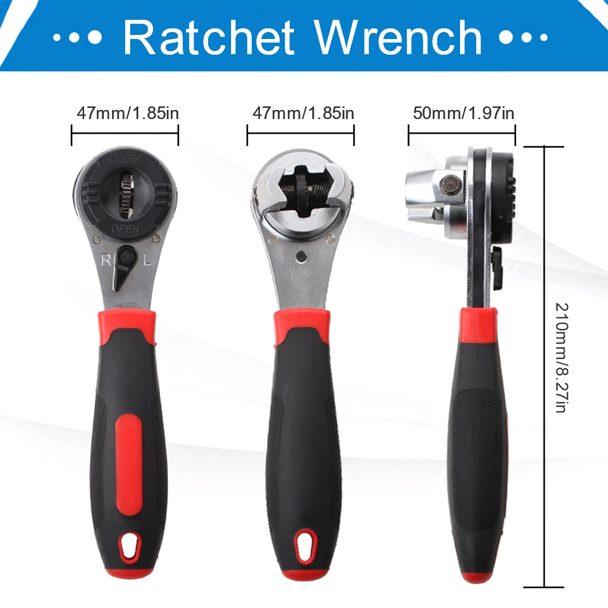 Metal Ratchet Wrench Adjustable Torque 6-22mm Car Motorcycle Bicycle Home Repair Tool Anti Slip Portable Labor-Saving Wrench