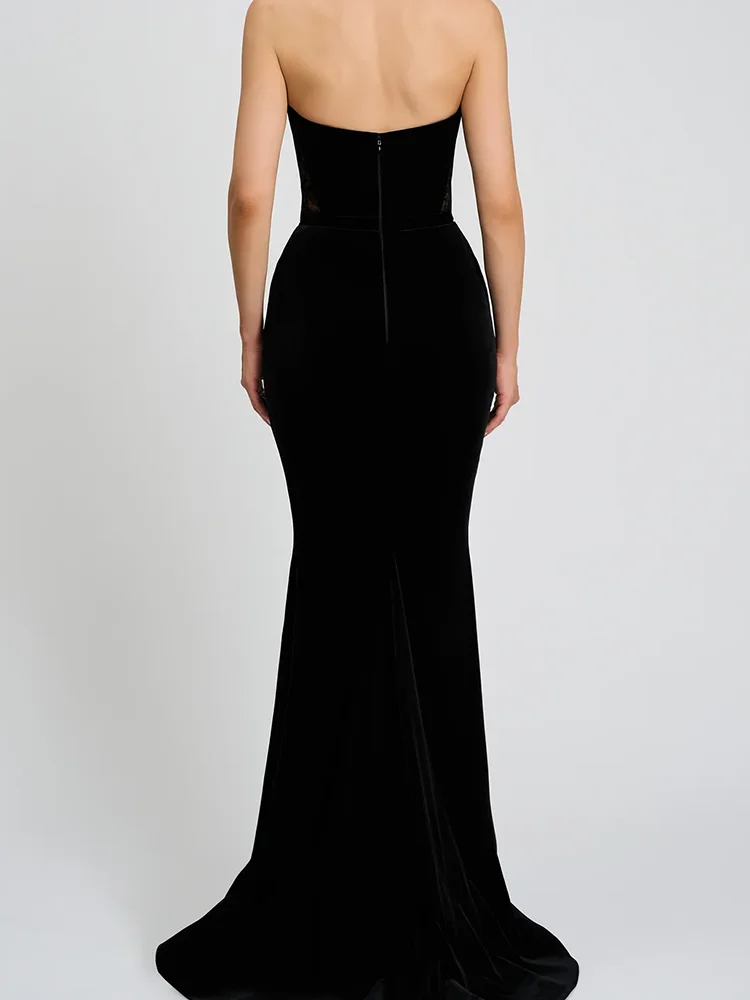 فساتين سهرة رسمية كلاسيكية بدون حمالات من الدانتيل بدون أكمام حورية البحر فساتين حفلات أعياد الميلاد حسب الطلب