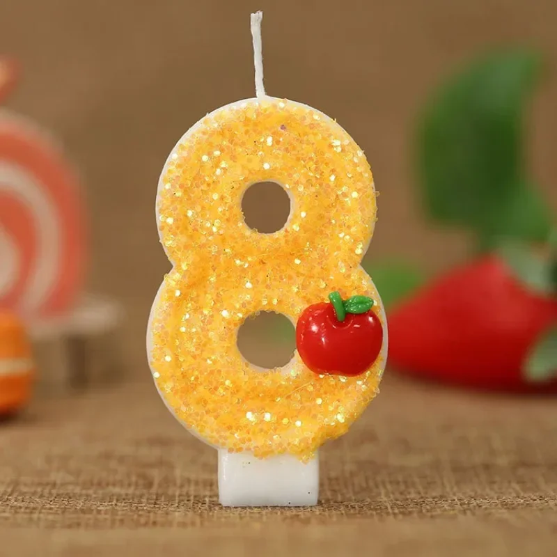 3D Apple Candle for Birthday Cake Happy Birthday Cake Handmade Candle Birthday Wedding Cake Topper Anniversary Party Decoration