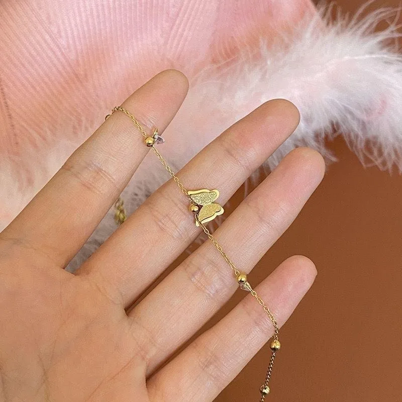 Matte 3D Butterfly CZ Bracelet, Forest Style Vivid Sparkling Zircon BFF Women Hand Jewelry Wholesale