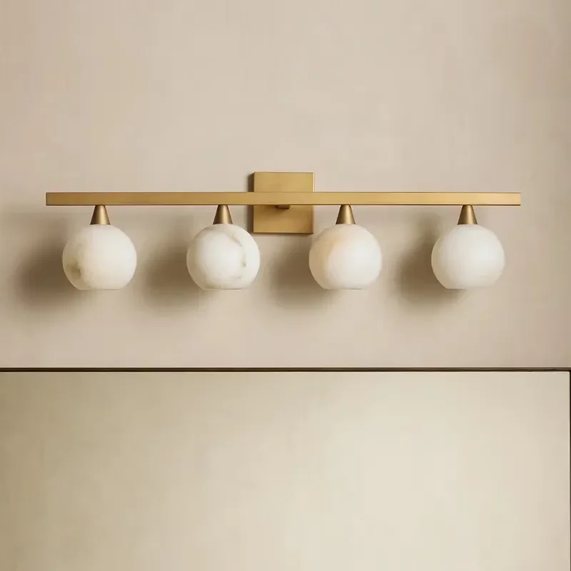 Modern Spanish Alabaster Style LED Wall Light Copper Body for Hotel Bedrooms Corridors Indoor Villas Decorative Wall