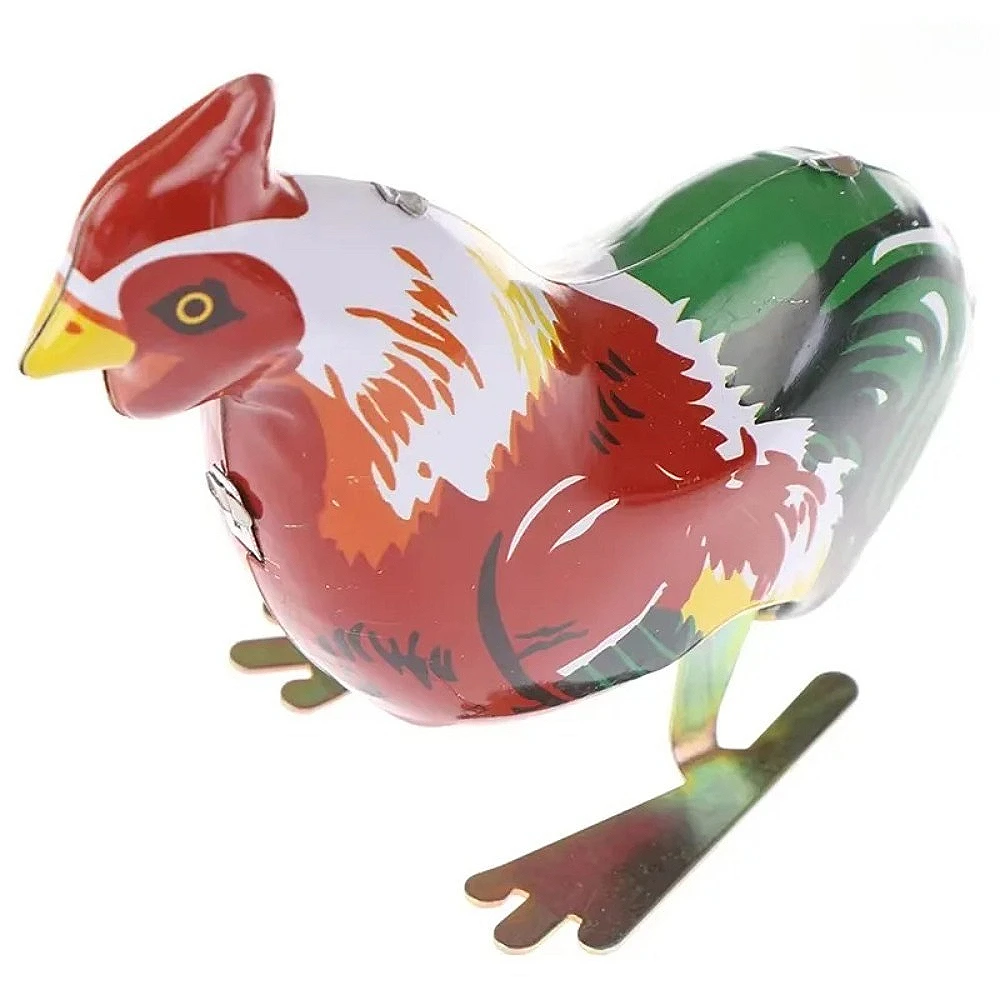 Metal clockwork jumping frog rooster mouse clockwork toy children fun game retro
