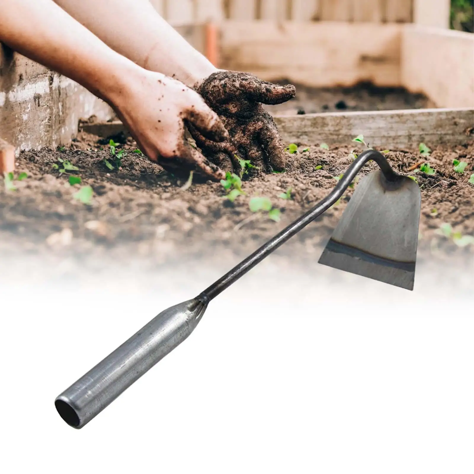 

High Carbon Steel Garden Hoe Hand Tool for Flower Beds Planting Ditching