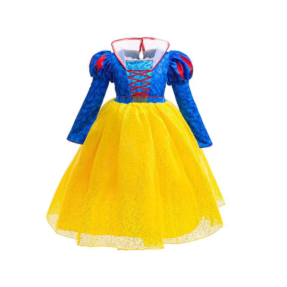 luxury disney princess dress Disney Princess Snow White Long Sleeve Luxury Gown With Cloak Girls Deluxe  Kids Halloween Carnival Elegant Role Play Party Dress