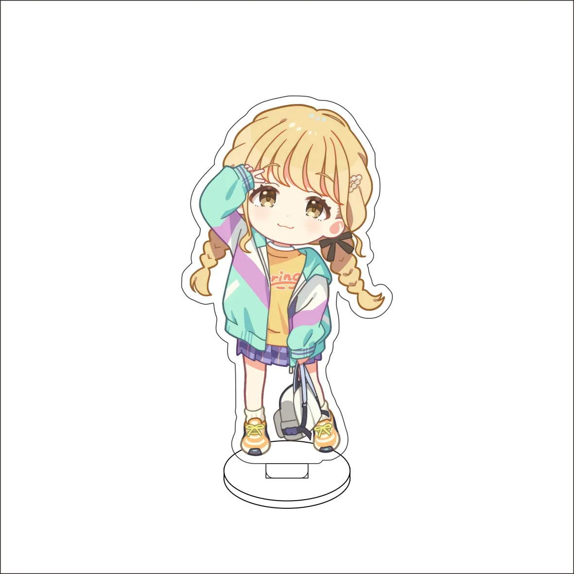 أنيمي Gakuen IDOLM STER تأثيري الاكريليك حامل الحلي Hanami ساكي/Tsukimura تيماري الشكل حامل هدايا الهالوين