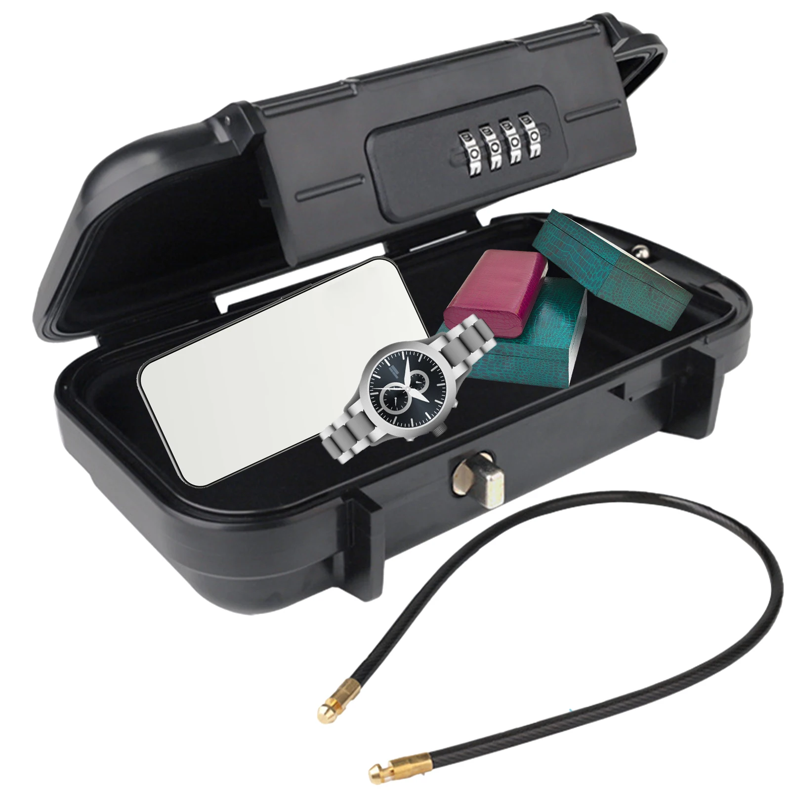 Combination Code Impact Resistant No Keys Anti-theft Travel Portable Cash Beach With Removable Chain Office Lock Box Waterproof