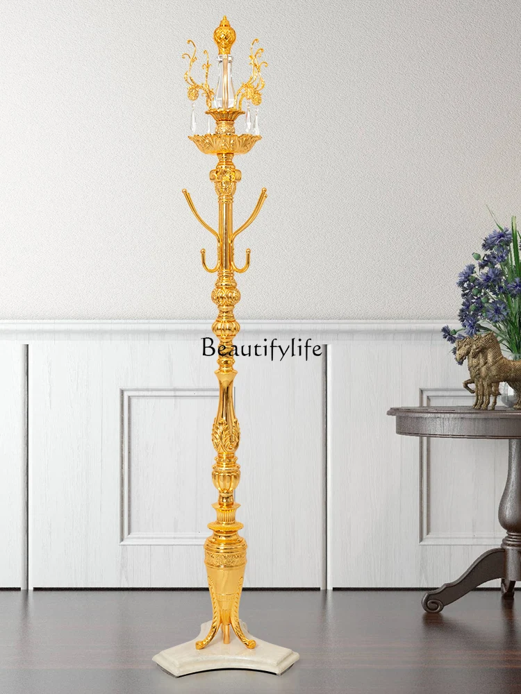 

Handmade Carved High-End Gold Plating Pure Copper Coat Rack European Metal Floor Clothes Rack