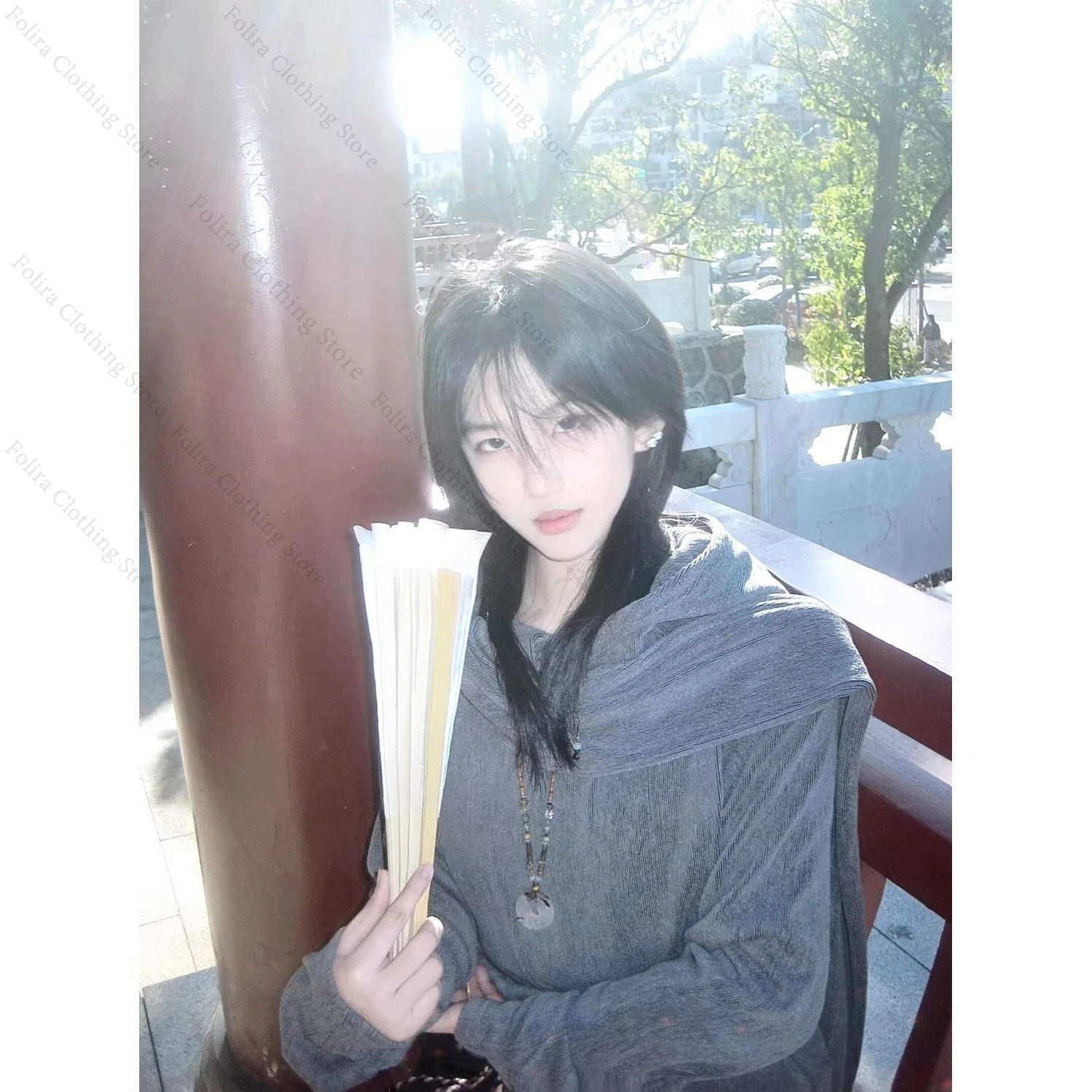 تي شيرت بأكمام طويلة على طراز هاراجوكو مع قميص رمادي بقلنسوة للرجال تي شيرت رجالي مع بلوفر كاتم للصوت ملابس شتوية ملابس خروج #4